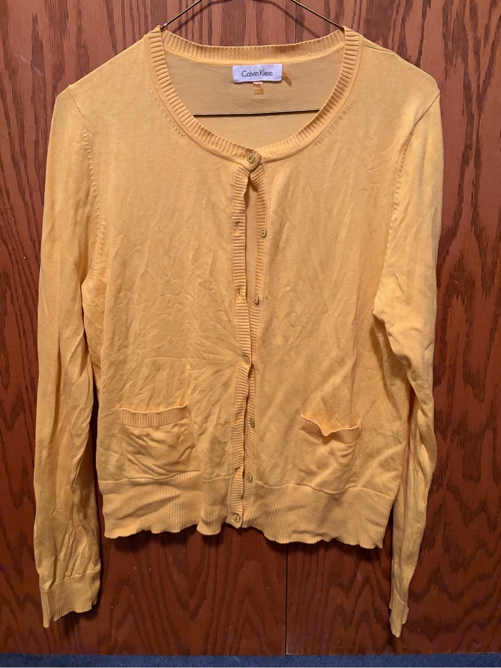 Calvin Klein Soft Yellow Button-Front Women's Cardigan